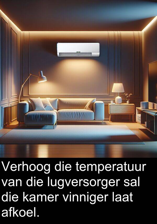 lugversorger: Verhoog die temperatuur van die lugversorger sal die kamer vinniger laat afkoel.