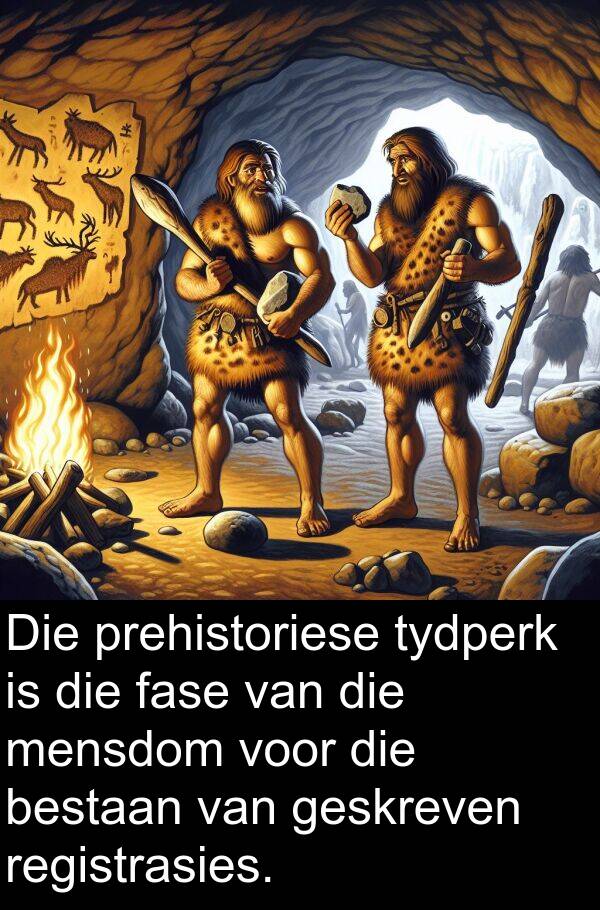 mensdom: Die prehistoriese tydperk is die fase van die mensdom voor die bestaan van geskreven registrasies.