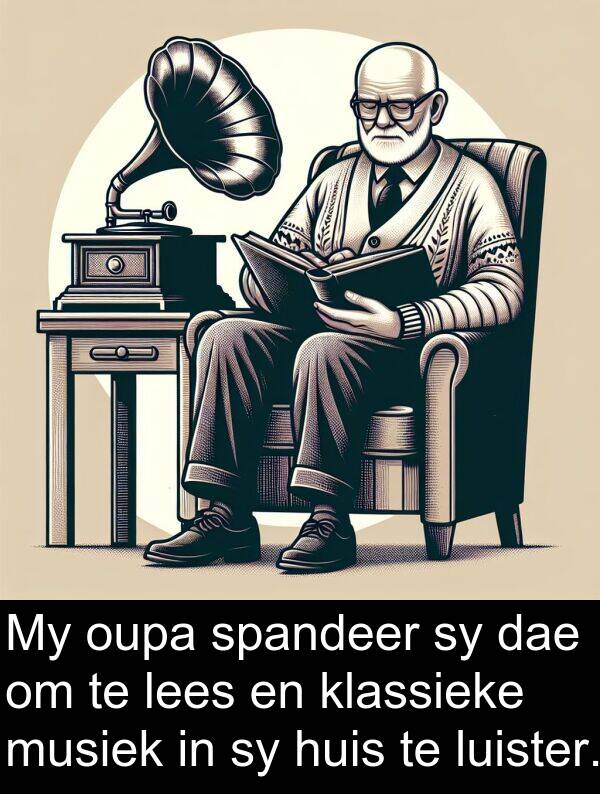 lees: My oupa spandeer sy dae om te lees en klassieke musiek in sy huis te luister.