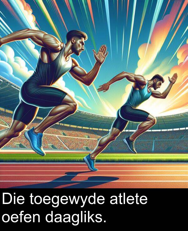 oefen: Die toegewyde atlete oefen daagliks.