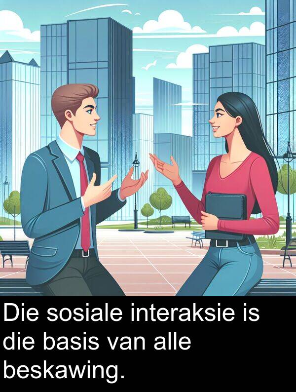interaksie: Die sosiale interaksie is die basis van alle beskawing.