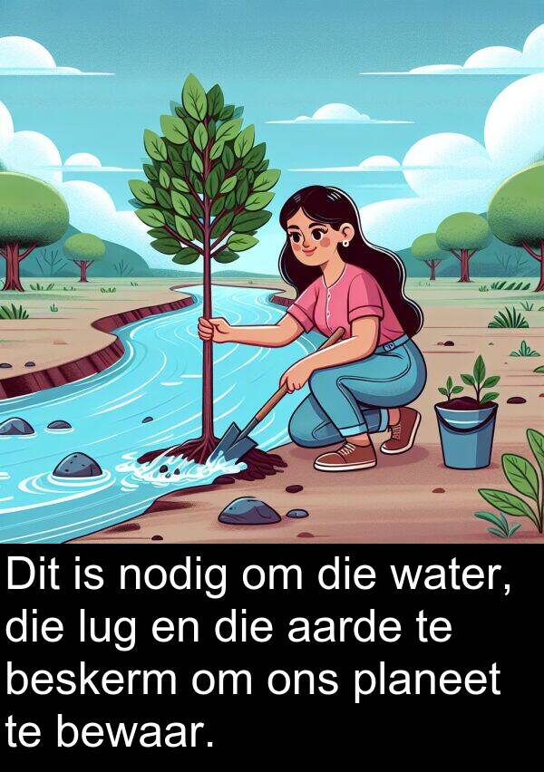 planeet: Dit is nodig om die water, die lug en die aarde te beskerm om ons planeet te bewaar.