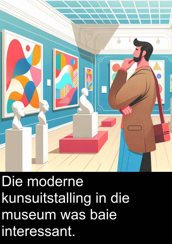 moderne: Die moderne kunsuitstalling in die museum was baie interessant.
