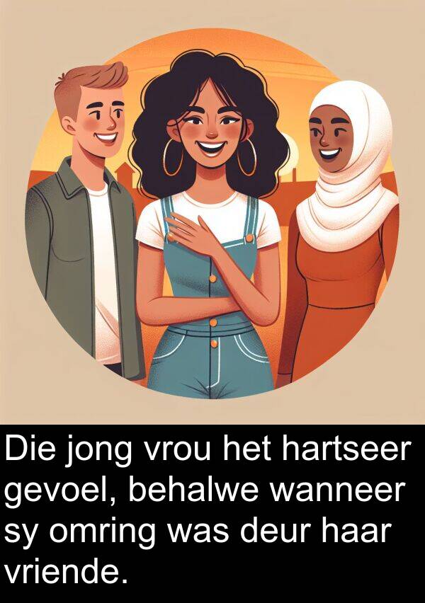 hartseer: Die jong vrou het hartseer gevoel, behalwe wanneer sy omring was deur haar vriende.