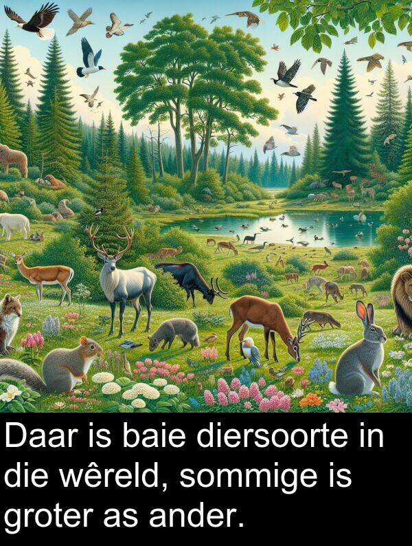 diersoorte: Daar is baie diersoorte in die wêreld, sommige is groter as ander.