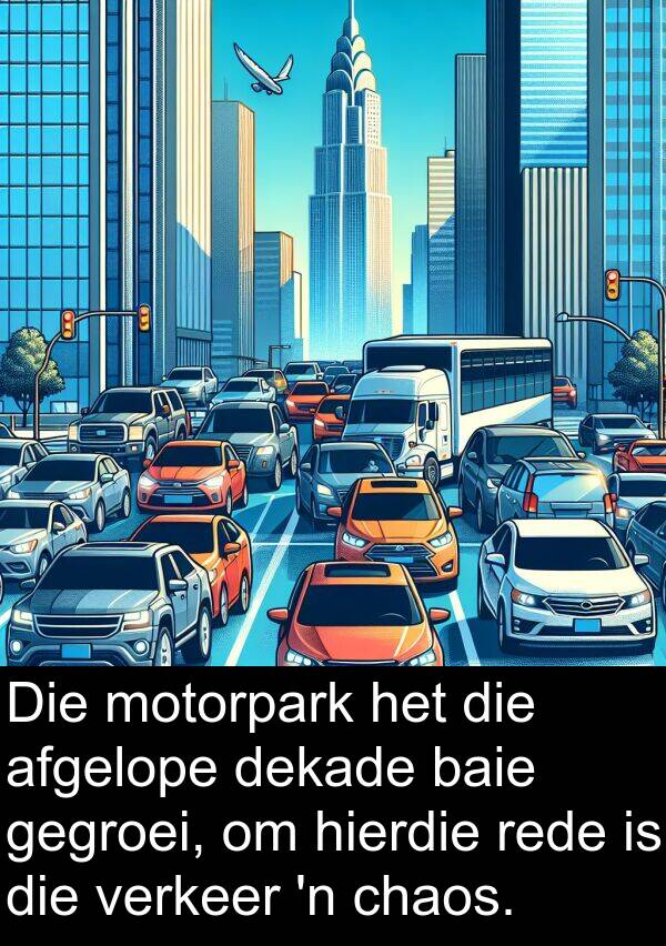 rede: Die motorpark het die afgelope dekade baie gegroei, om hierdie rede is die verkeer 'n chaos.