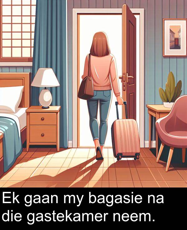 gaan: Ek gaan my bagasie na die gastekamer neem.