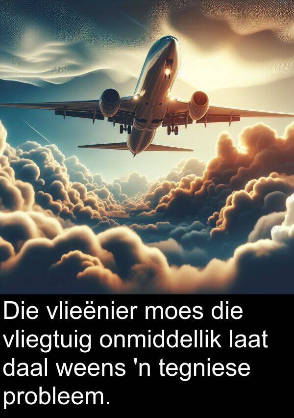 onmiddellik: Die vlieënier moes die vliegtuig onmiddellik laat daal weens 'n tegniese probleem.