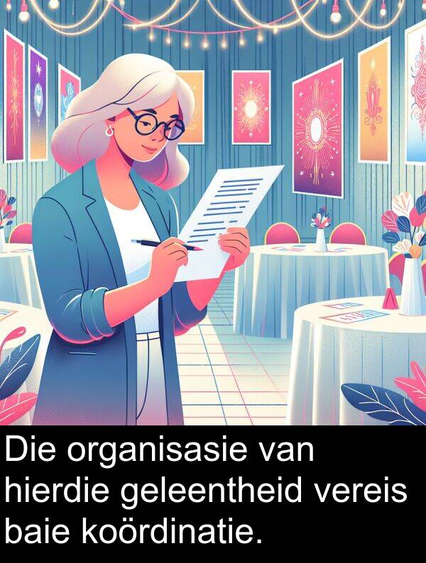 geleentheid: Die organisasie van hierdie geleentheid vereis baie koördinatie.