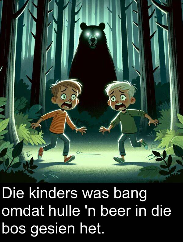 hulle: Die kinders was bang omdat hulle 'n beer in die bos gesien het.