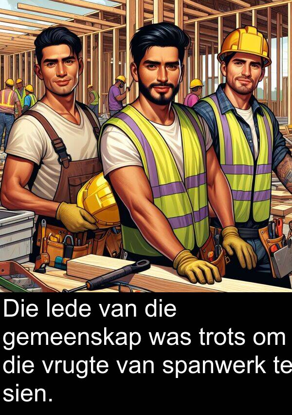lede: Die lede van die gemeenskap was trots om die vrugte van spanwerk te sien.
