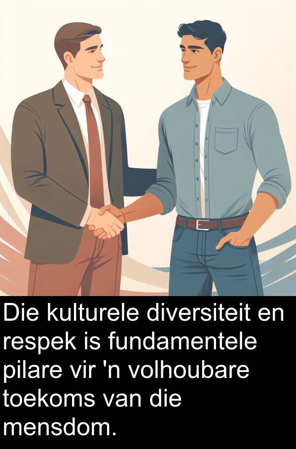 pilare: Die kulturele diversiteit en respek is fundamentele pilare vir 'n volhoubare toekoms van die mensdom.