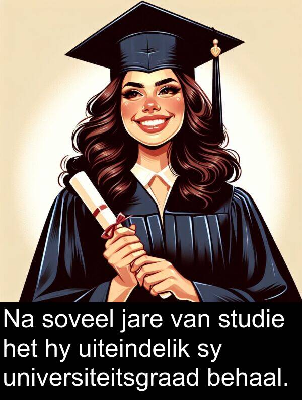universiteitsgraad: Na soveel jare van studie het hy uiteindelik sy universiteitsgraad behaal.