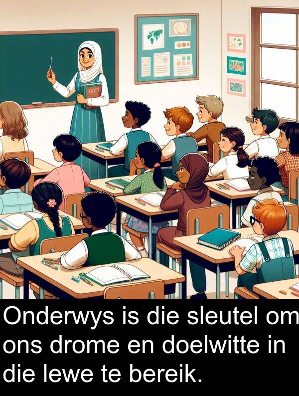 doelwitte: Onderwys is die sleutel om ons drome en doelwitte in die lewe te bereik.