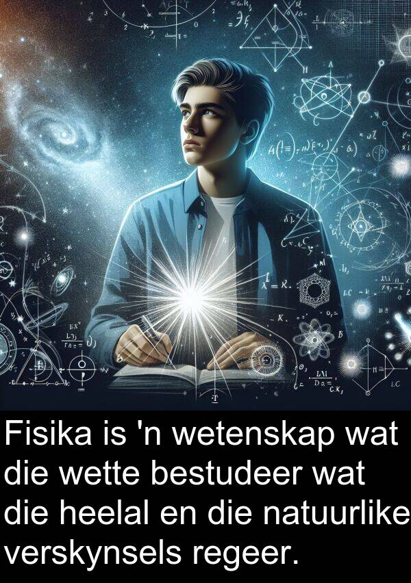 heelal: Fisika is 'n wetenskap wat die wette bestudeer wat die heelal en die natuurlike verskynsels regeer.