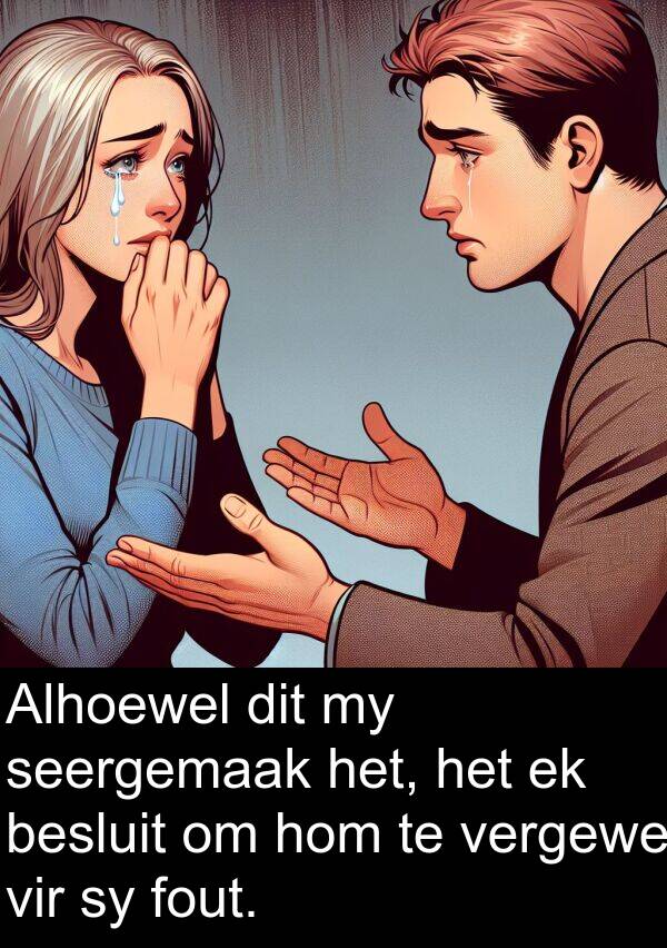 fout: Alhoewel dit my seergemaak het, het ek besluit om hom te vergewe vir sy fout.