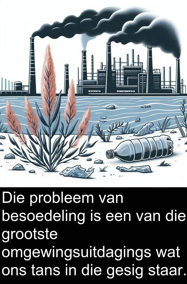 tans: Die probleem van besoedeling is een van die grootste omgewingsuitdagings wat ons tans in die gesig staar.