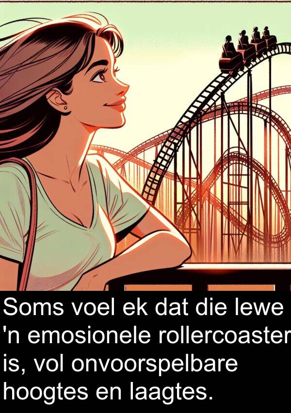 hoogtes: Soms voel ek dat die lewe 'n emosionele rollercoaster is, vol onvoorspelbare hoogtes en laagtes.