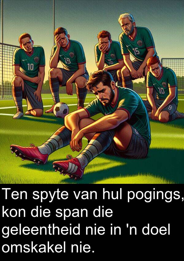 geleentheid: Ten spyte van hul pogings, kon die span die geleentheid nie in 'n doel omskakel nie.
