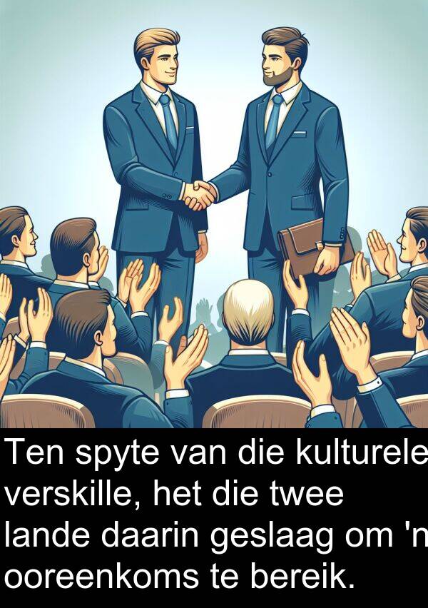 daarin: Ten spyte van die kulturele verskille, het die twee lande daarin geslaag om 'n ooreenkoms te bereik.