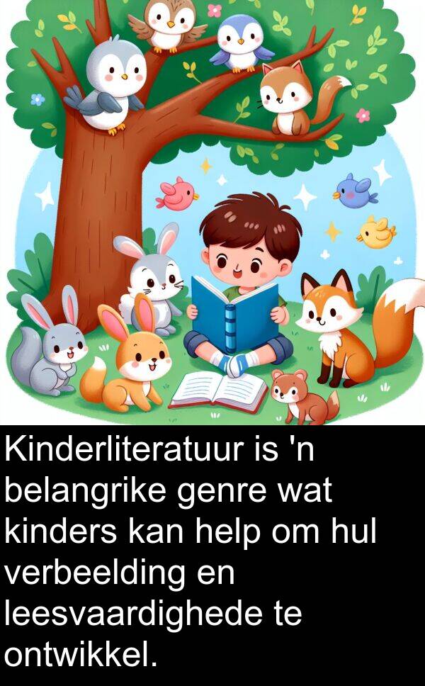 ontwikkel: Kinderliteratuur is 'n belangrike genre wat kinders kan help om hul verbeelding en leesvaardighede te ontwikkel.