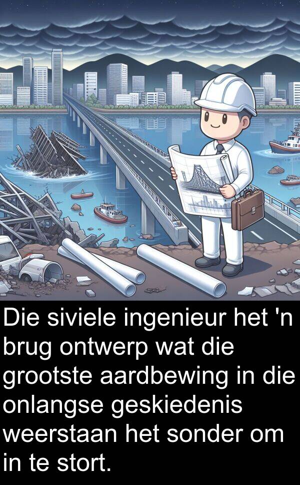 onlangse: Die siviele ingenieur het 'n brug ontwerp wat die grootste aardbewing in die onlangse geskiedenis weerstaan het sonder om in te stort.
