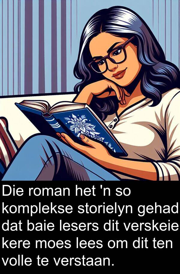 lees: Die roman het 'n so komplekse storielyn gehad dat baie lesers dit verskeie kere moes lees om dit ten volle te verstaan.