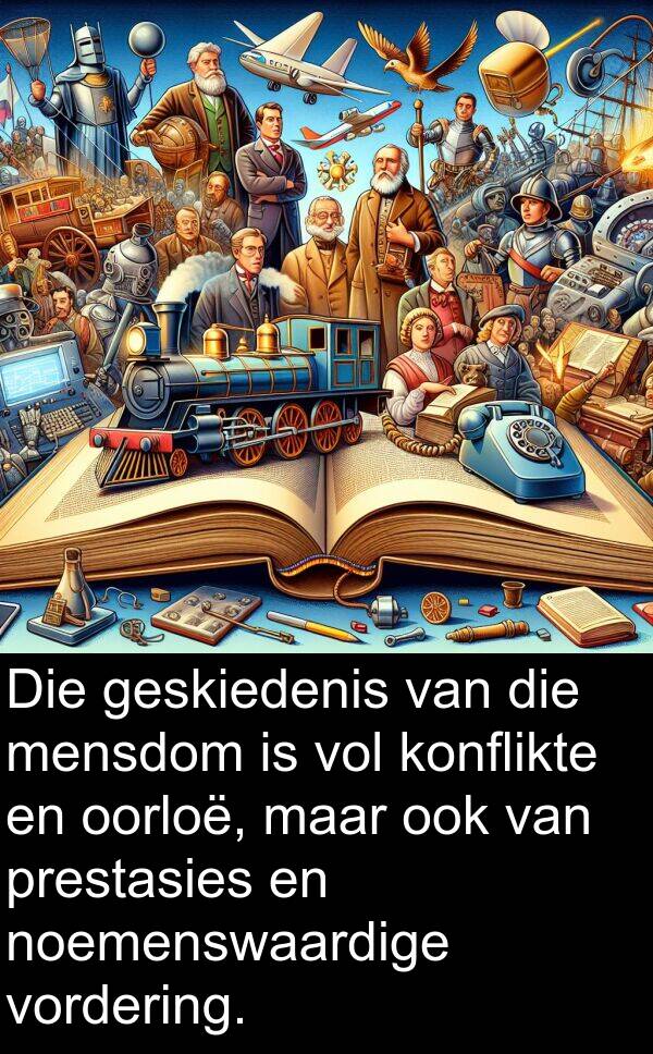 mensdom: Die geskiedenis van die mensdom is vol konflikte en oorloë, maar ook van prestasies en noemenswaardige vordering.