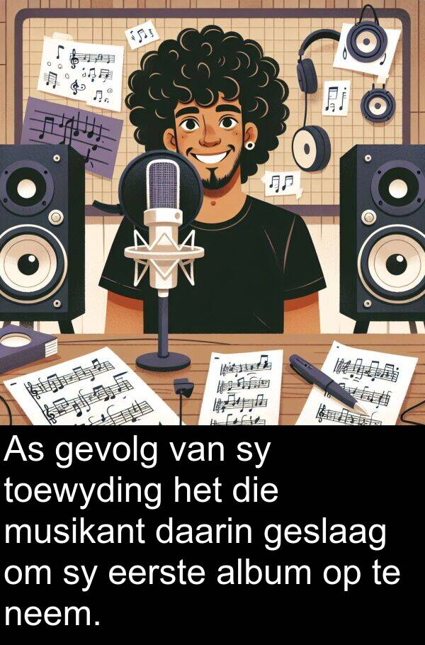 daarin: As gevolg van sy toewyding het die musikant daarin geslaag om sy eerste album op te neem.