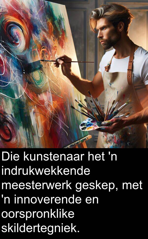 meesterwerk: Die kunstenaar het 'n indrukwekkende meesterwerk geskep, met 'n innoverende en oorspronklike skildertegniek.