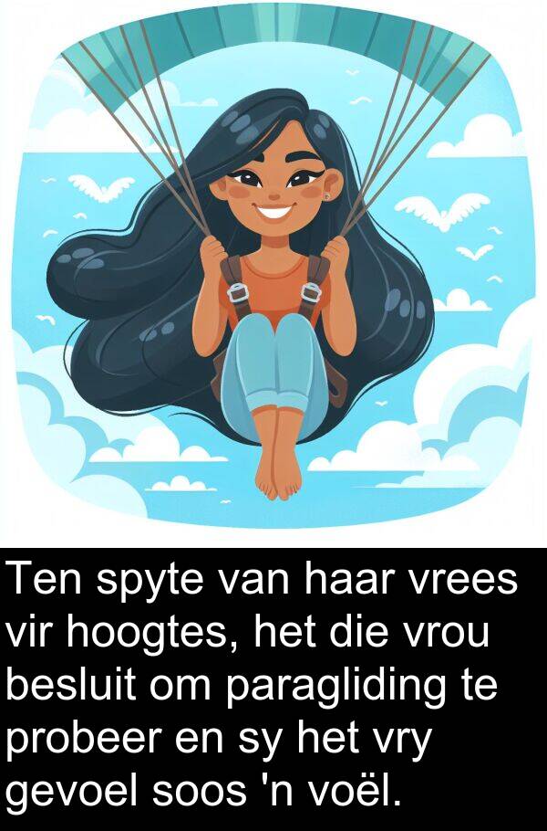 hoogtes: Ten spyte van haar vrees vir hoogtes, het die vrou besluit om paragliding te probeer en sy het vry gevoel soos 'n voël.