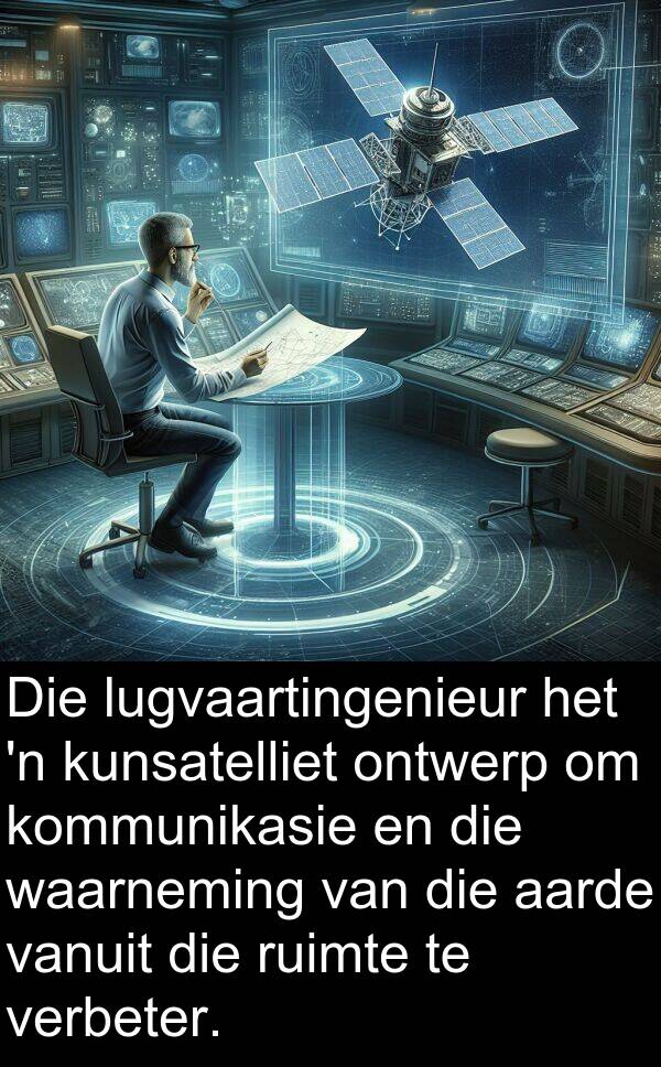 ruimte: Die lugvaartingenieur het 'n kunsatelliet ontwerp om kommunikasie en die waarneming van die aarde vanuit die ruimte te verbeter.