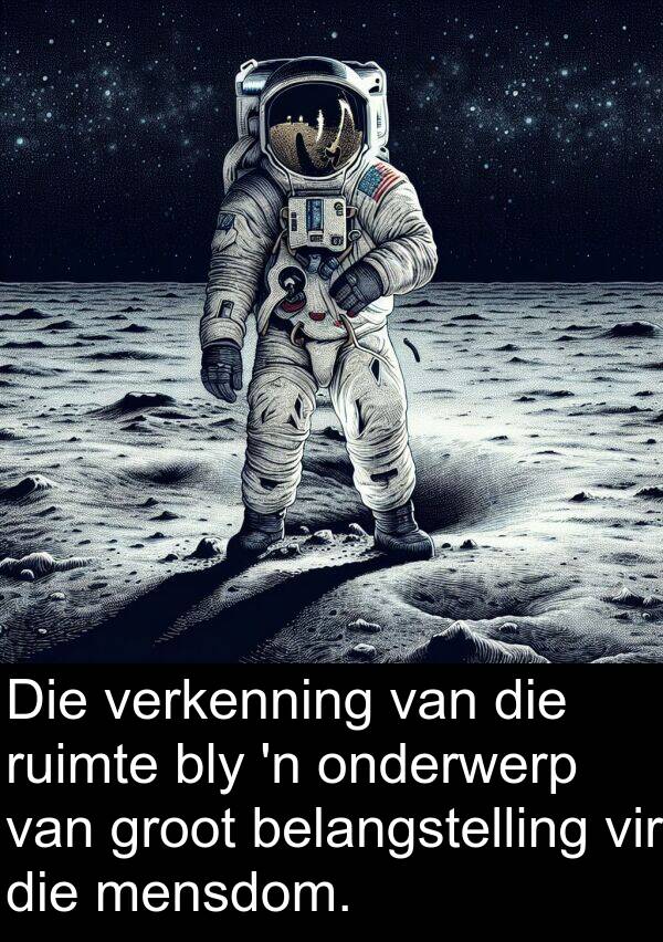 ruimte: Die verkenning van die ruimte bly 'n onderwerp van groot belangstelling vir die mensdom.