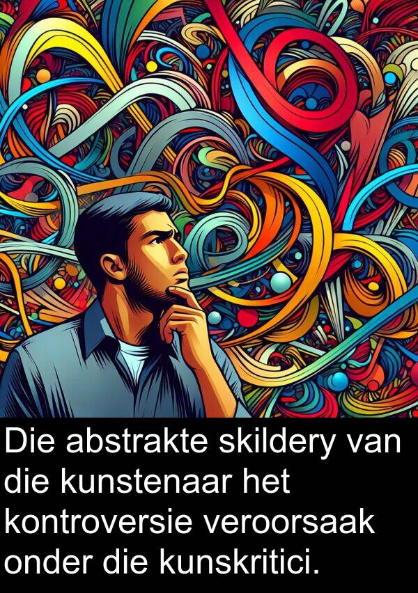 abstrakte: Die abstrakte skildery van die kunstenaar het kontroversie veroorsaak onder die kunskritici.
