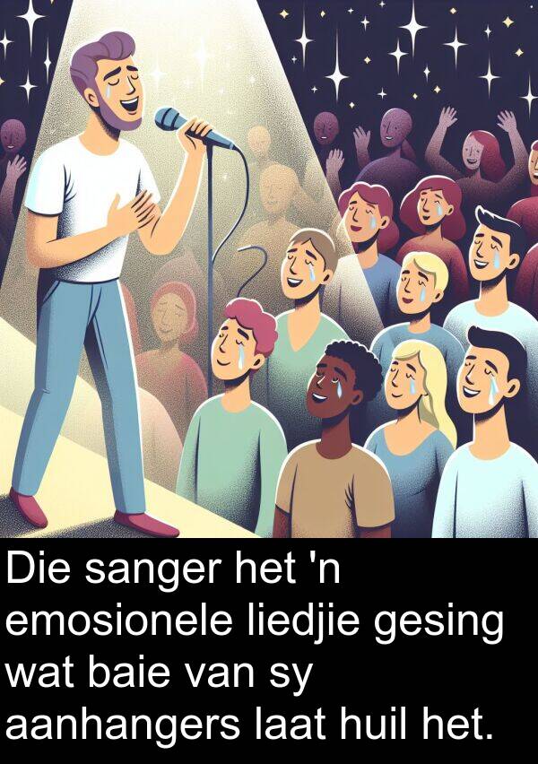 aanhangers: Die sanger het 'n emosionele liedjie gesing wat baie van sy aanhangers laat huil het.