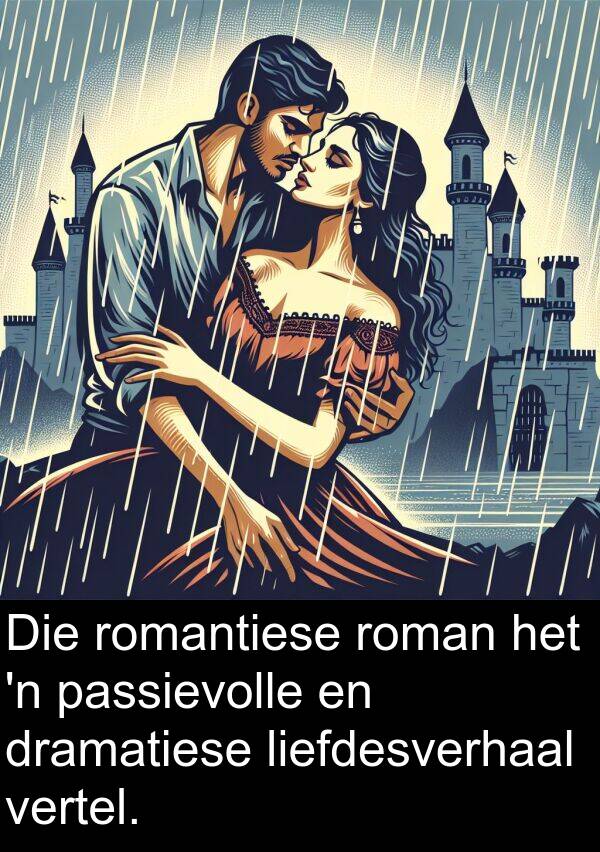 passievolle: Die romantiese roman het 'n passievolle en dramatiese liefdesverhaal vertel.