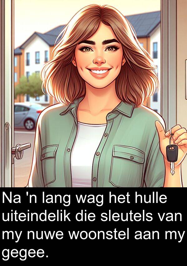 woonstel: Na 'n lang wag het hulle uiteindelik die sleutels van my nuwe woonstel aan my gegee.