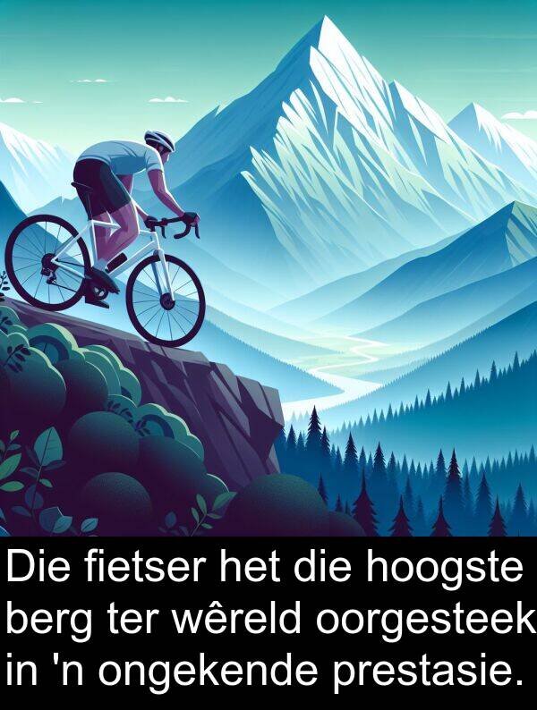 hoogste: Die fietser het die hoogste berg ter wêreld oorgesteek in 'n ongekende prestasie.