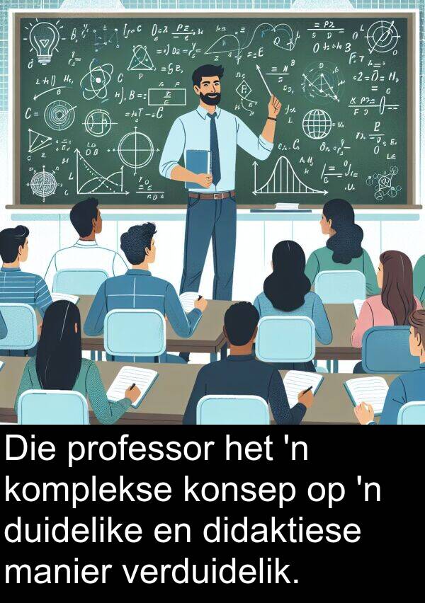 manier: Die professor het 'n komplekse konsep op 'n duidelike en didaktiese manier verduidelik.