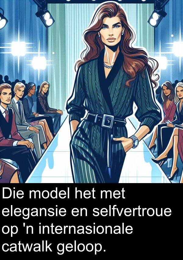 geloop: Die model het met elegansie en selfvertroue op 'n internasionale catwalk geloop.
