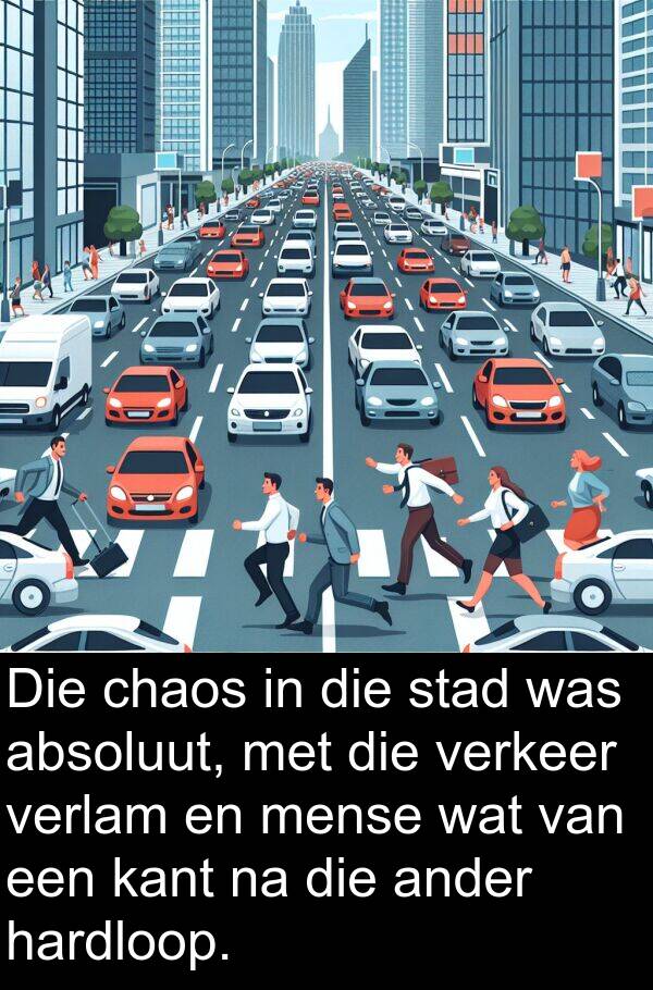hardloop: Die chaos in die stad was absoluut, met die verkeer verlam en mense wat van een kant na die ander hardloop.