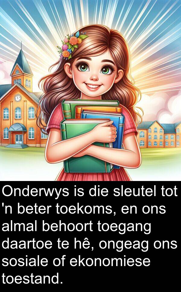 hê: Onderwys is die sleutel tot 'n beter toekoms, en ons almal behoort toegang daartoe te hê, ongeag ons sosiale of ekonomiese toestand.