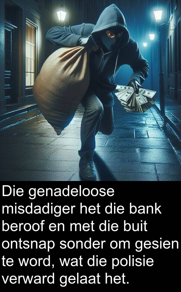 gelaat: Die genadeloose misdadiger het die bank beroof en met die buit ontsnap sonder om gesien te word, wat die polisie verward gelaat het.