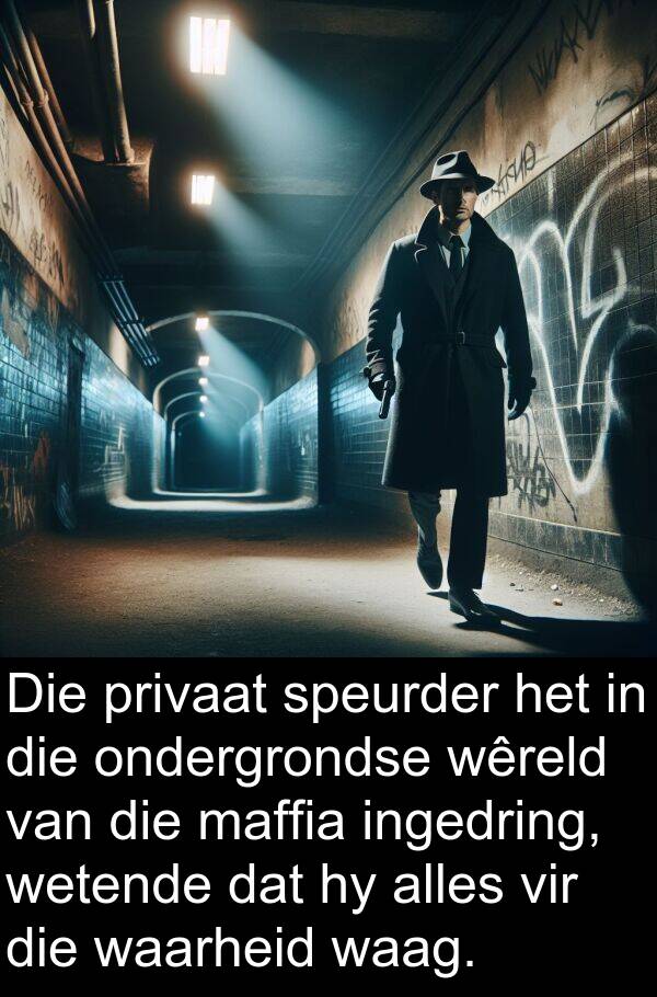 waag: Die privaat speurder het in die ondergrondse wêreld van die maffia ingedring, wetende dat hy alles vir die waarheid waag.