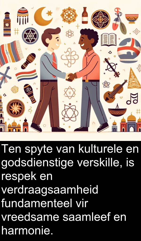 harmonie: Ten spyte van kulturele en godsdienstige verskille, is respek en verdraagsaamheid fundamenteel vir vreedsame saamleef en harmonie.