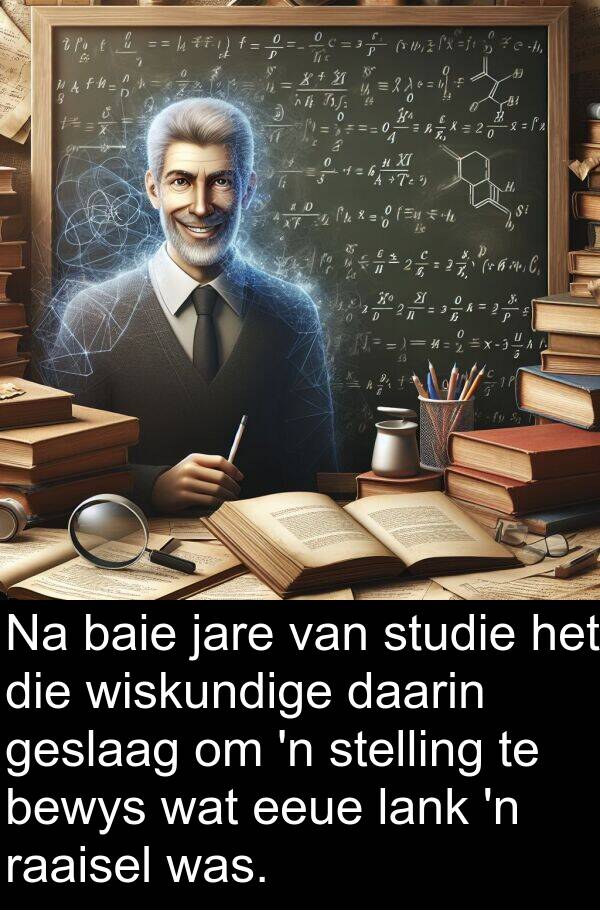 daarin: Na baie jare van studie het die wiskundige daarin geslaag om 'n stelling te bewys wat eeue lank 'n raaisel was.
