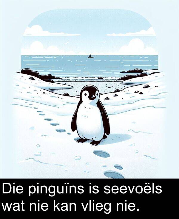 nie: Die pinguïns is seevoëls wat nie kan vlieg nie.