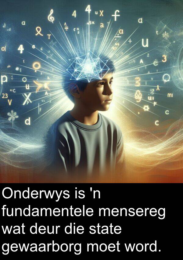 mensereg: Onderwys is 'n fundamentele mensereg wat deur die state gewaarborg moet word.