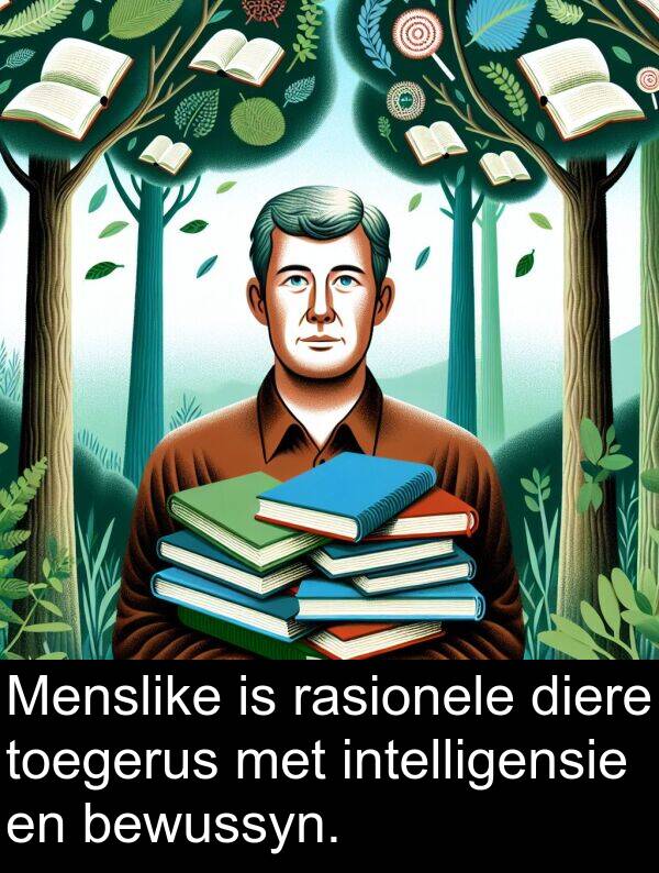 rasionele: Menslike is rasionele diere toegerus met intelligensie en bewussyn.