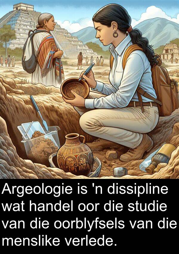 handel: Argeologie is 'n dissipline wat handel oor die studie van die oorblyfsels van die menslike verlede.